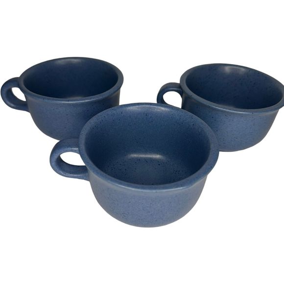 Set Of 3 Dansk Mesa Blue Coffee Tea Cup Mugs 4" Portugal Danish Modern - Picture 5 of 14